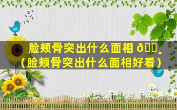 脸颊骨突出什么面相 🌸 （脸颊骨突出什么面相好看）